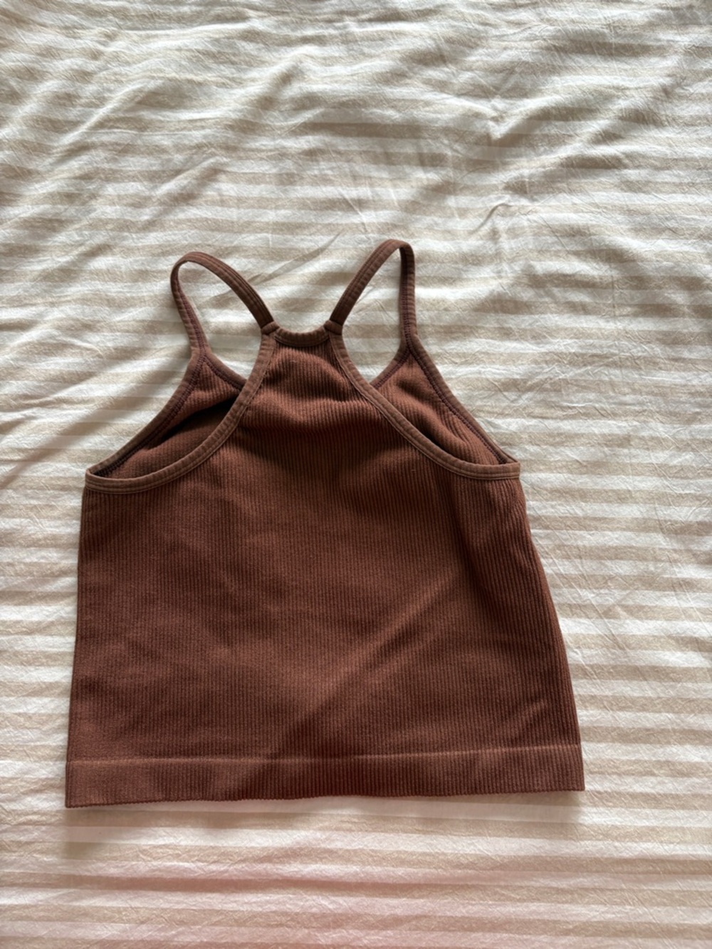 Brown Ribbed Racerback Crop Tank - Picture 3 of 3